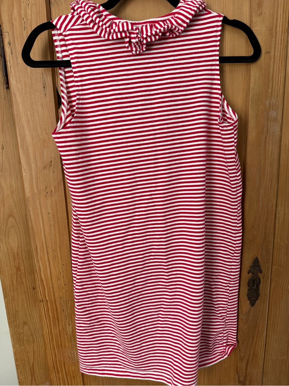 Striped Ruffle V-Neck Tank Dress - Red & White - Picture 5 of 5